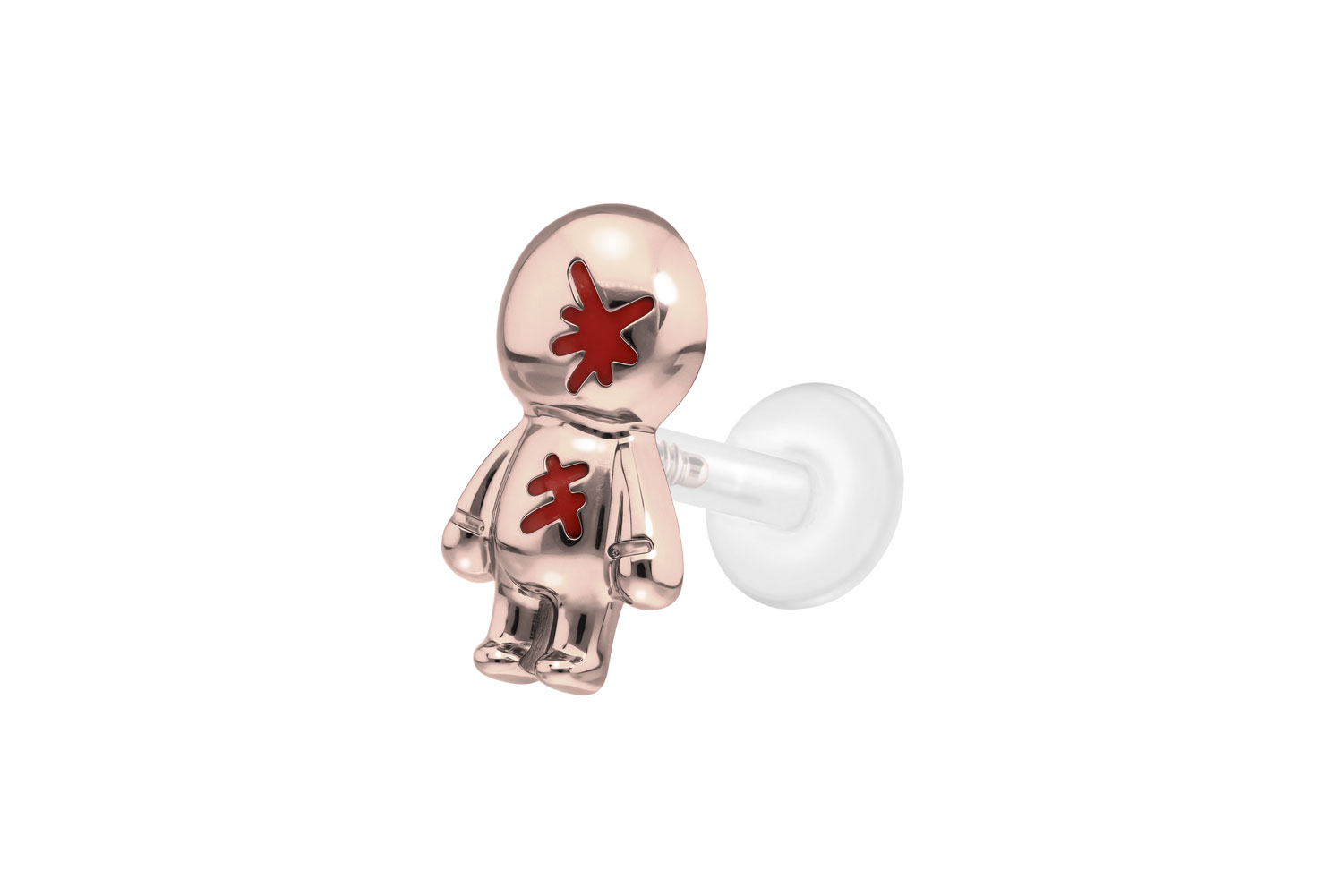 PTFE Labret Piercing mit Innengewinde + Titan-Aufsatz PUPPE